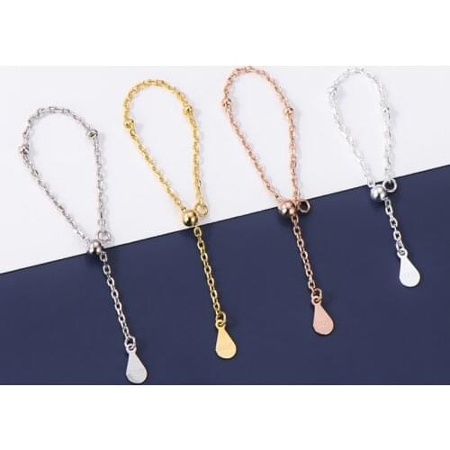 925 Sterling Silver Fashion Women Adjustable Ring Chain 6-7cm Pretty Non-slip S925 Silver Finger Chains DIY Jewelry Findings