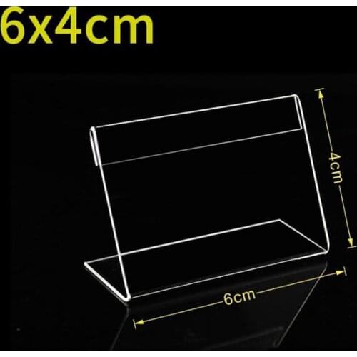 100pcs Acrylic Transparent Display Stand Desk Sign Label Frame Price Tag Display Business Card Holders 6x4cm
