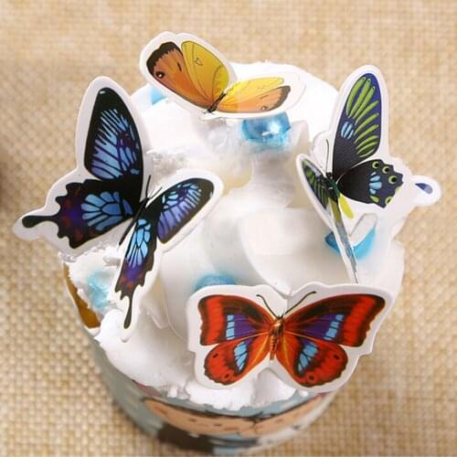 50pcs Butterfly Glutinous Wafer Rice Paper Cake Cupcake Toppers For Cake Decoration Birthday Weddin