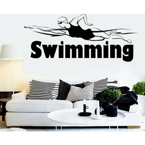 Pool Sport Swimming Art Wall Decal Vinyl Swimmer Bedroom Decor Wall Stickers Removable Waterproof House Decoration Mural Z265