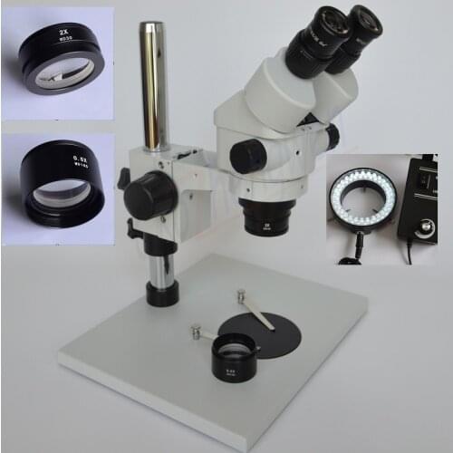 FYSCOPE Super Big Pillar Stand 3.5X-90X Binocular Stereo Microscope+ 60 led lamp light + 0.5X 2.0X Barlow lens