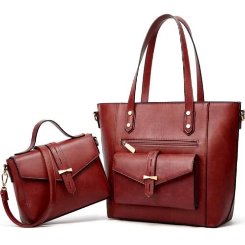 Large Composite Bag for Women Luxury PU Leather Purse and Handbag Female 2pc/set Shoulder Tote Bags with Small Messenger Bag