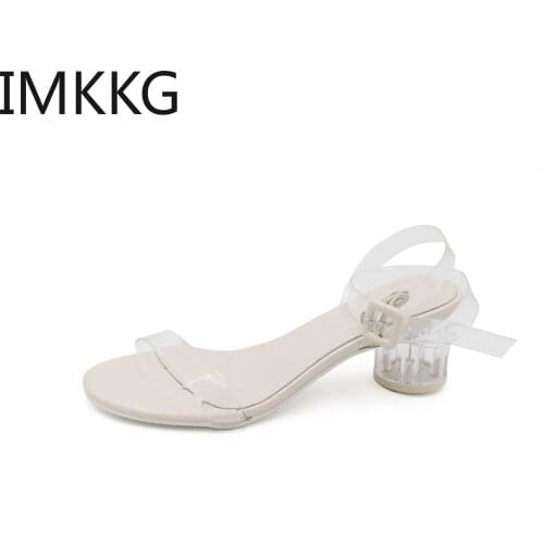 Famous designer transparent high heels sandals women narrow band sandalet clear cylinder heels gladiator sandalias mujer Q00113