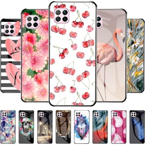 Tempered Glass Case For Huawei P40 Lite Case Hard Phone Cover For Huawei Nova 7i 6 SE Protective Fundas P40Lite P 40 Lite Coques