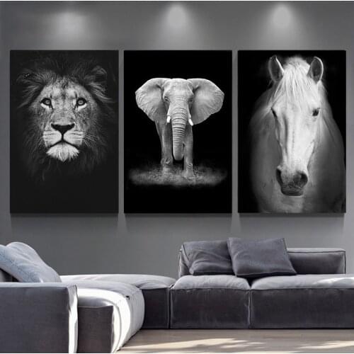 Black and White Wild Animals Lions Cuadros Oil Painting on Canvas Posters and Prints Scandinavian Wall Art Picture Home Decor