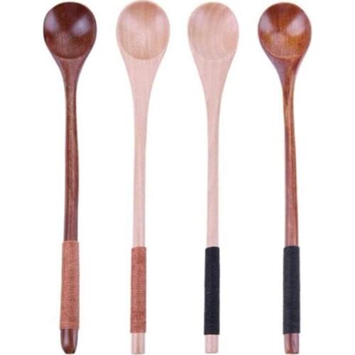 4 Pcs Wooden Spoons Eating Spoons Rice Spoons Wooden Teaspoon Ice Cream Spoon for Coffee Tea Jam Bath Salts