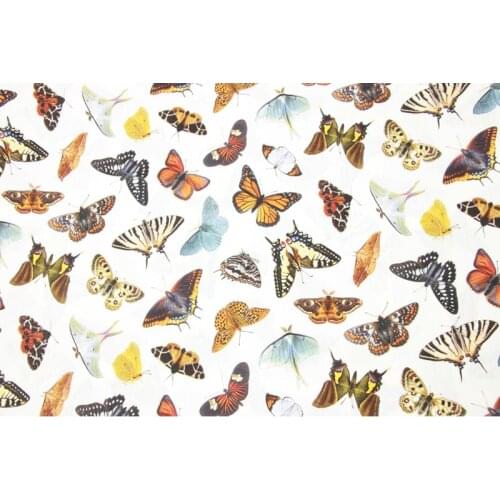 Butterfly Printed Poplin Cotton Fabric By The Yard Soft Hand Feel For Sewing Kid Dress Clothes Home Decor DIY Patchwork Material