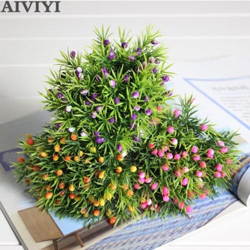 6pcs / lot artificial plant green grass plastic plant bonsai potted fake plant flower simulation plant artificial flower decorat