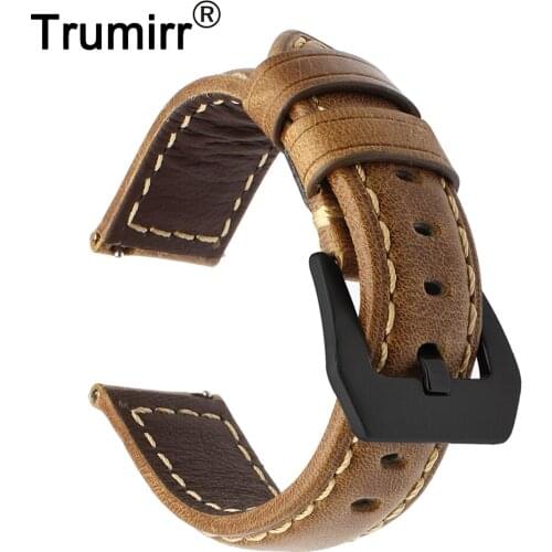 Italy Genuine Oil Leather Watchband 22mm for LG G Watch Urbane Asus ZenWatch 1 2 Men Quick Release Band Steel Buckle Wrist Strap