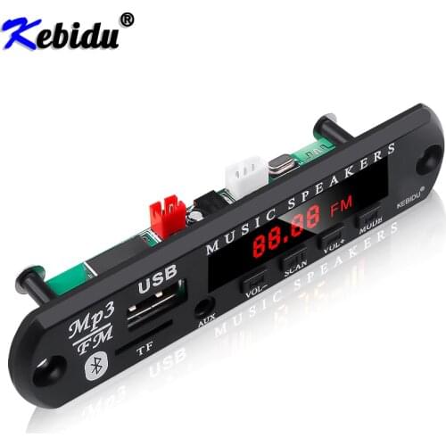 Kebidu 5V 12V Wireless MP3 Player Decoder Board Module Bluetooth 5.0 Amplifier TF Radio USB For Car Radio Audio Speaker Car Kit