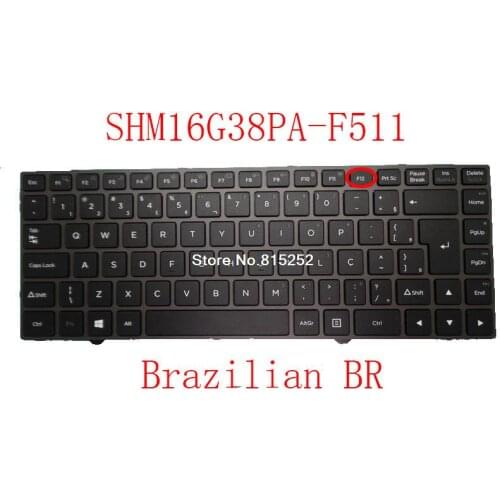 Laptop Keyboard For Shuttle SHM16G38PA-F511 82R-14D250-4217 16G3JF510PAL-D BR Brazilian With Gray Frame Black