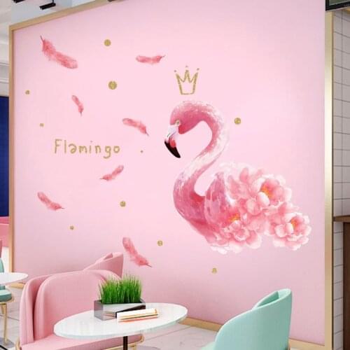 Queen Flamingo Wall Stickers for Bedroom Girls room Living room Removable Wall Decals Vinyl Sticker DIY Mural Home decoration