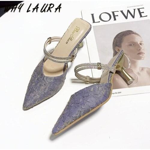 Summer Fashion Outdoor Womens Shoes 2021 New Point-tip Baotou Soft High Heels Two Wear Sandals Casual Slap Heel Sandals