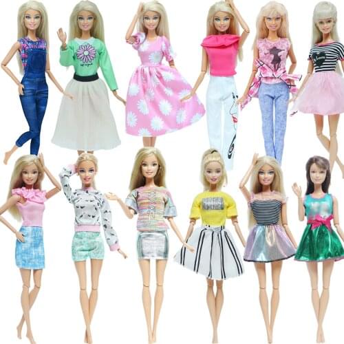 Fashion Doll Dress Mix Style Outfit Daily Casual Wear Handmade Girl Clothes for Barbie Doll Accessories DIY Toys Baby Doll