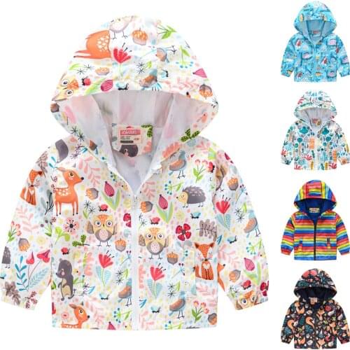 Fashion Toddler Infant Kids Baby Girls Boys Long Sleeve Cartoon Printed Zipper Hooded Coat Jacket Tops Windbreaker Outerwear#p4