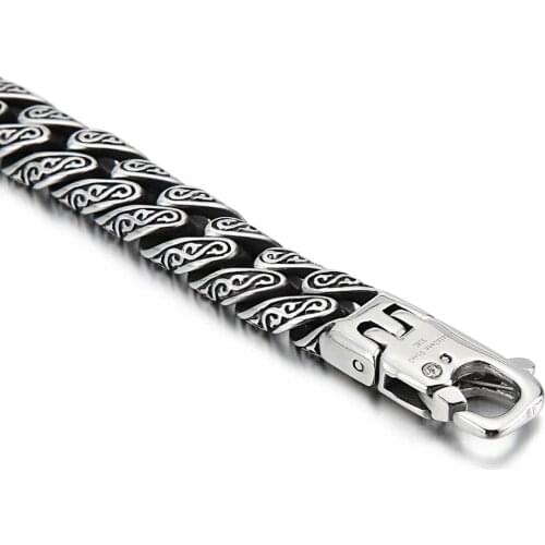 Man Bracelet 12mm Punk Link Chain Bracelet Men Stainless Steel Mysterious Symbol Charm Pulseira Masculina Armband Jewelry