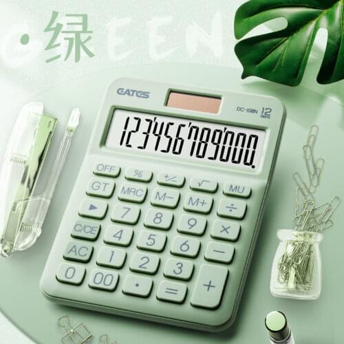 New 12 digit desktop solar calculator big button financial business accounting tool big button avocado green school students