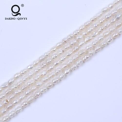 Real Natural Freshwater Pearl 3-3.5mm Rice White Color Pearl String