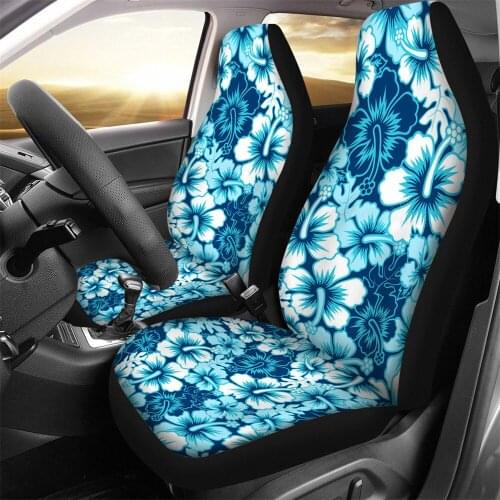INSTANTARTS New Hibiscus Prints Non-skid Universal Car Front Seat Covers Elastic Polyester Fabric Car Seat Covers for Women Hot