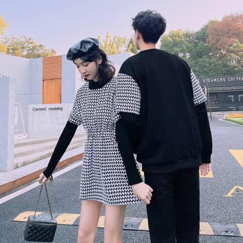 Real shooting + video spring new patchwork couples' suits couples clothes couples clothing