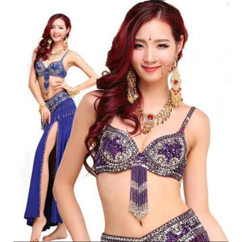 New Style Belly Dance Costume S/M/L 3pcs Bra&Belt&Skirt Sexy Dancing women dance clothes Set bellydance Indian wear 6 color