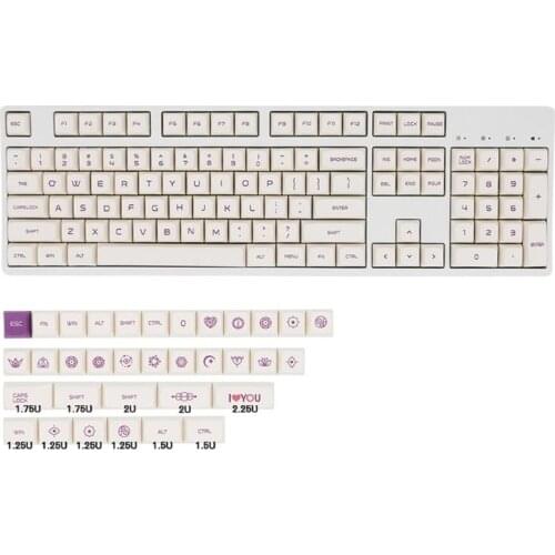 137 Keys / Set XDA Profile Custom Violet on Cream Theme Original Keycaps PBT Dye Sublimation Keycaps for MX Cherry