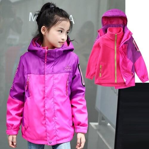 Autumn Winter Jacket For Girls Childrens Clothing Polar Fleece Thicken Hooded Warm Detachable Tops Clothes For Children Jacket
