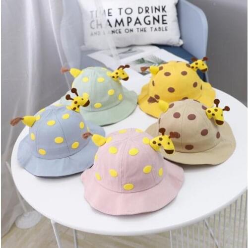 Childrens Lovely Bucket Hats Cartoon giraffe Sun Hat Girls Boys Outdoor Beach Hat Camping Fishing Cap Spring Autumn Casual Cap