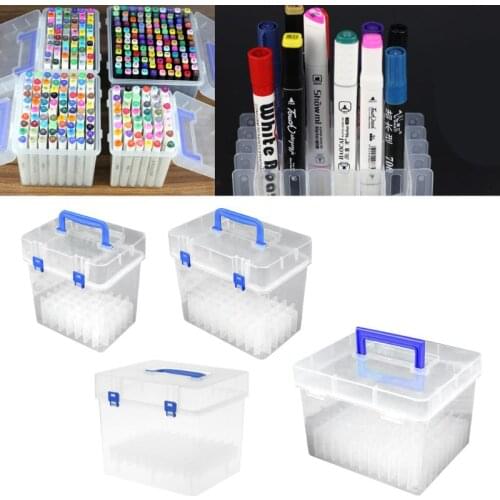 Transparent Marker Pens Storage Box Container Art Craft Tray Office Desk Organizor Home School Students Study Supply