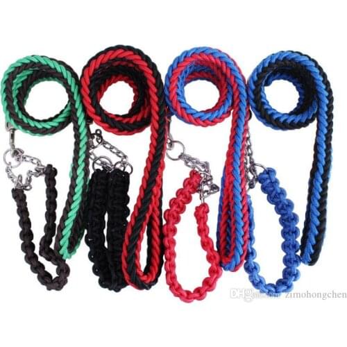 Adjustable Colorful eight-ply nylon braid pet leash dog collar dog chain for large dogs