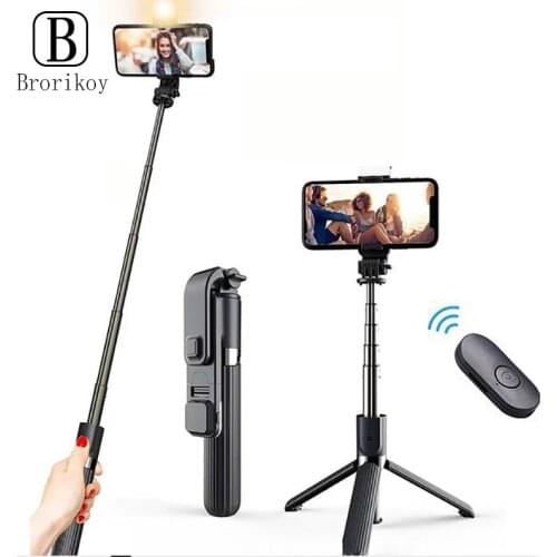 R1s Selfie Stick Beauty Fill Light Tripod For iPhone 8 11 12 Pro Bluetooth Selfie Stick For Samsung Xiaomi Huawei Mobile Stand