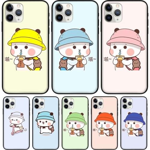 Cartoon milk tea bear Case For iPhone 11 12 Pro Max XR X XS Max 5 5S SE 2020 7 8 6 6S Plus Silicone Back Cover