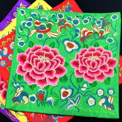 Embroidery Peony Flower Modern Decorative Placemats for Table Mats Chinese Silk Fabric Protection Dining Coffee Pads