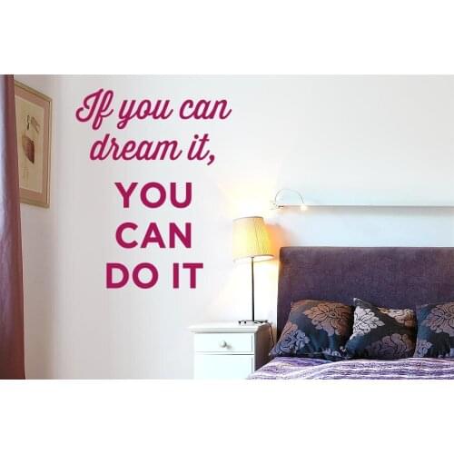 Modern Words Wall Decal Quotes If You Can Dream It You Can Do It Vinyl Wall Stickers Bedroom Interior Characters Decor DIYSYY832