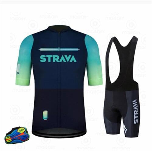 STRAVA Cycling Jersey Sets Bicycle Short Sleeve Cycling Clothing Bike Maillot Cycling Jersey Bib Shorts Mtb Bike Downhill