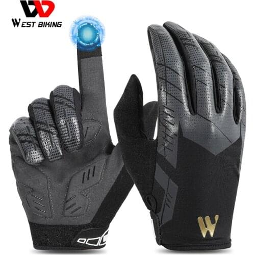 WEST BIKING Touch Screen Cycling Gloves Anti-slip Shockproof Pad Breathable MTB Bike Gloves Sport Fitness Running Bicycle Gloves
