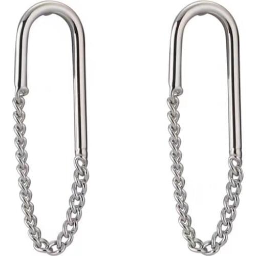 POTCET Womens Paper Clip Stud Earrings Pendant Geometric Fashion Retro Hip Hop Personality Party Jewelry