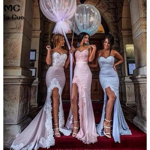 2019 Fashion Main of Honor Sweetheart Robe Demoiselle D honneur Appliques Wedding Party Long Formal Bridesmaid Dresses for women