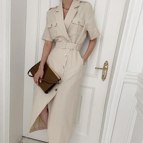 Alien Kitty 2021 New Summer Brief Sweet Chic Party Slim Dresses Office Lady French Women Elegant Stylish V-Neck Sashes Solid