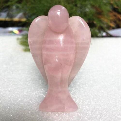 1PC 7-8CM Natural Rose Crystal Hand-Carved Guardian Angel, For Home, Room, Office Decoration, Reiki Energy Healing Stone