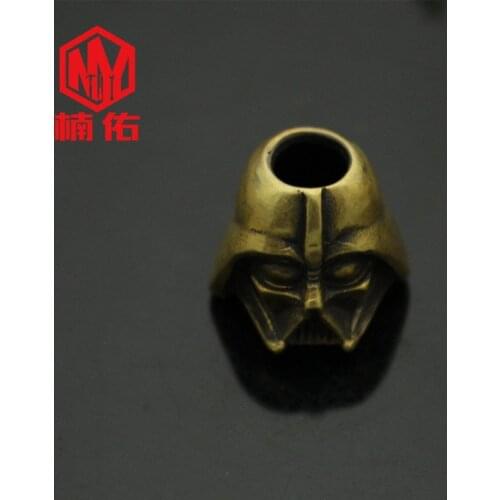 1PC Retro Brass Star Wars Warrior Helmet Paracord Knife Beads Car Key Accessories