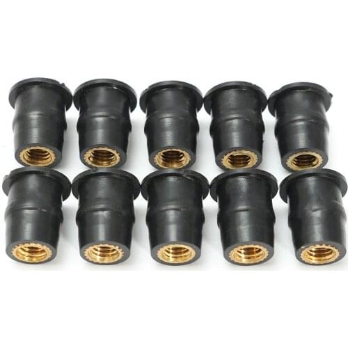10pcs Motorcycle 5mm Metric Rubber Well Nuts Windscreen Windshield Fairing Cowl Accessories Fit for all Metric M5 Bolts