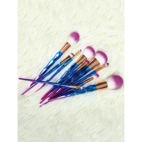 10 Pcs Ombre Fiber Makeup Brushes Set