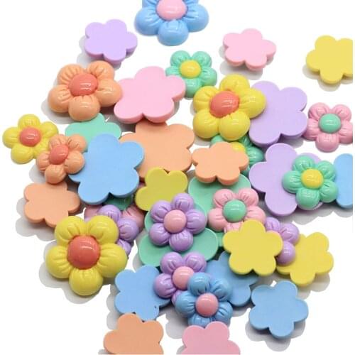 20MM/27MM Large Daisy Flower Colorful Sunflower Embellishments Flatback Resin Cabochons For Jewelry Making Supplies