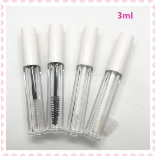 25PCS Light White Lid Lip Gloss Wand Tube 3ml Empty Cosmetic Eyeliner Liquid Growth Bottle Clear Eyelashes Cream Mascara Tube