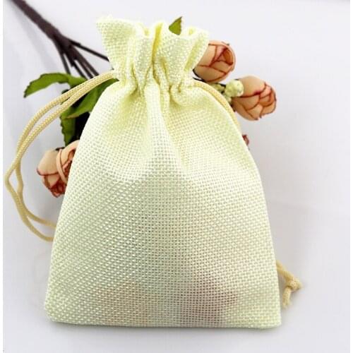 50pcs/lot 10x14cm Beige Jute Bag burlap Drawstring Gift Bag Wedding Decoration Candy Charms Jewelry Packaging Bags For Storage