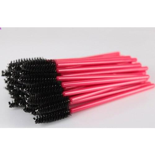 500pcs Make Up Brush Synthetic Fiber Disposable Eyelash Brush Mascara Cosmetic Makeup Tool Red Brush Bar Black Brush Head