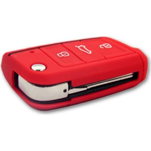 Car Key Bag for VW golf 7 MK7 for LEON 5F SC ST Honeycomb Silicone Key Cover Case for Flip Closure Essel Rline 3 Buttons 1pc