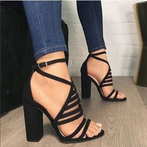 2021 New Women Sexy Sandals Lady High Heels Design Womens Cross Strap Bandage Shoes Lady Party Female Ankle Strap Summer