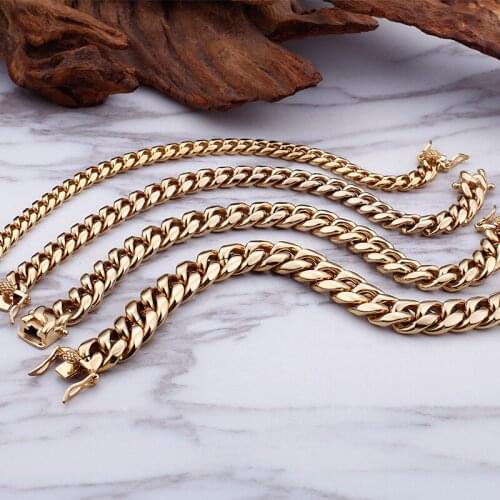High Quality8mm/10mm/12mm/14mm Wide 316L Stainless Steel Mami Cuban Curb Link Chain Bracelet Bangle Casting Smootclasp Jewelry